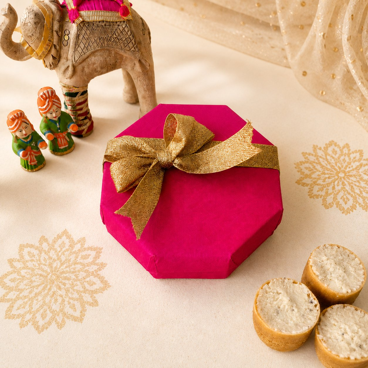 SweeDesi Meetha Ghewar - 1 Pc Hamper Pink - Dista