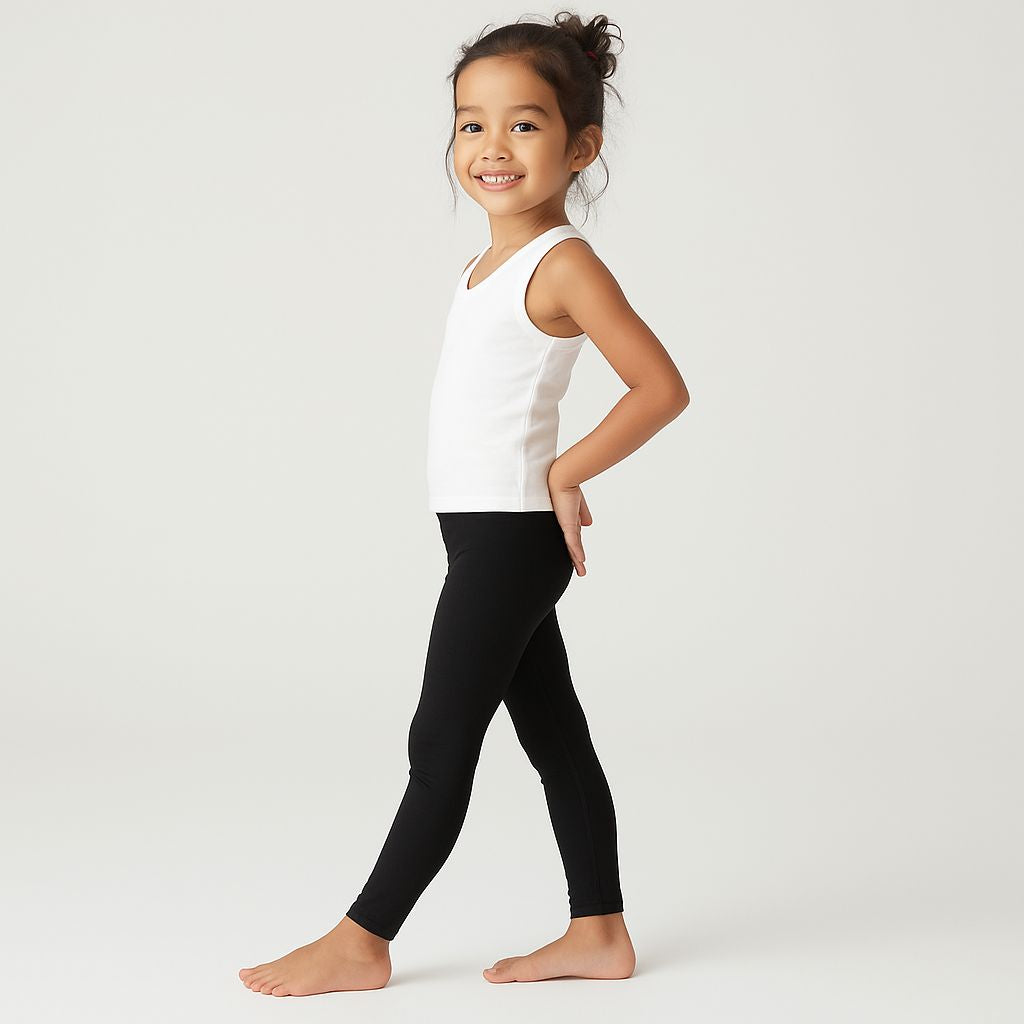 Chilins Lycra Black Cotton Legging for Girls