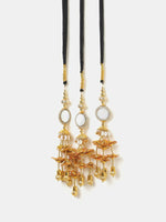 Thumbnail for Ruby Raang Gold Gota Pati Work And Threads With Pearls And Black Thread And Mirrors - Distacart