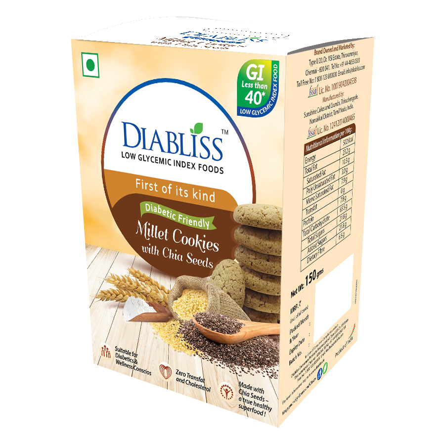 Diabliss Diabetic Friendly Millet Cookies with Chia Seeds - Distacart