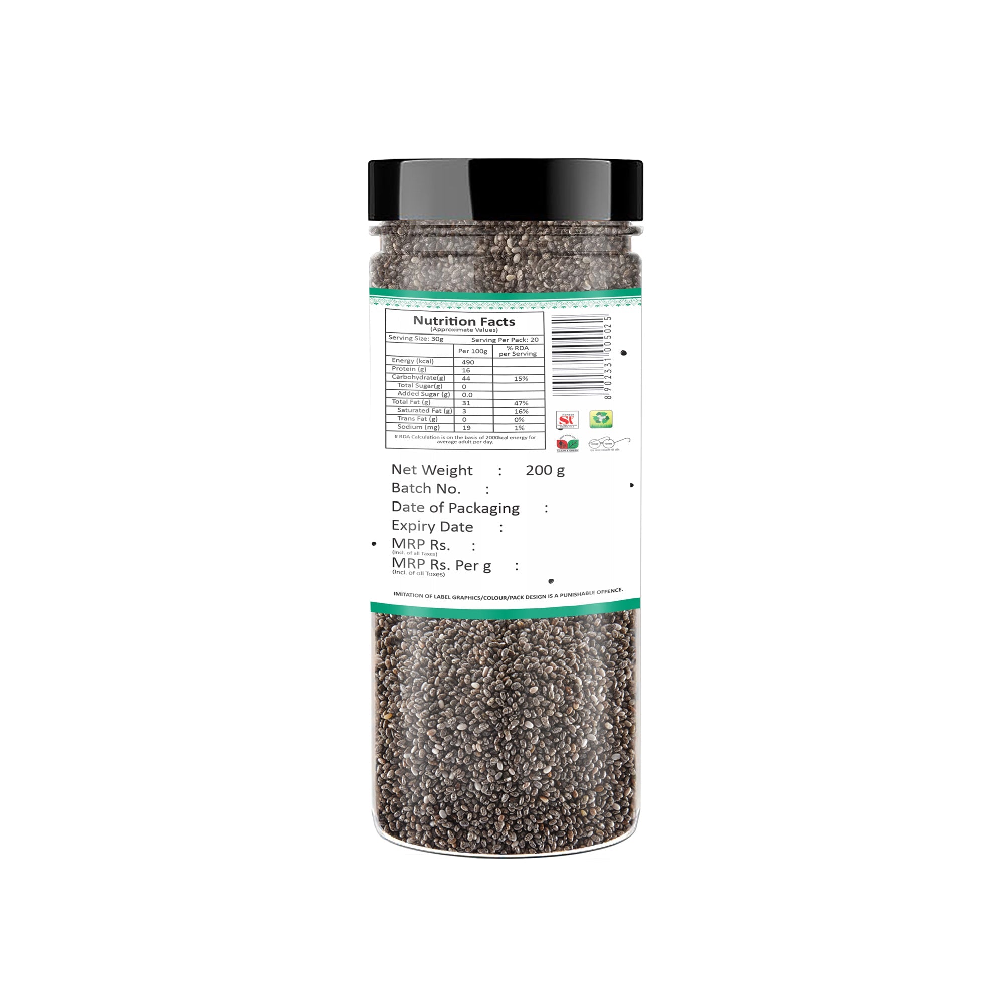 Yum Yum Raw Chia Seeds Jar - Dista