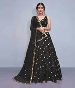 Thumbnail for Jyoti Fashion Beautiful Black Embroidered with Mirror work Art Silk Party Wear Lehenga Choli with Dupatta - Distacart