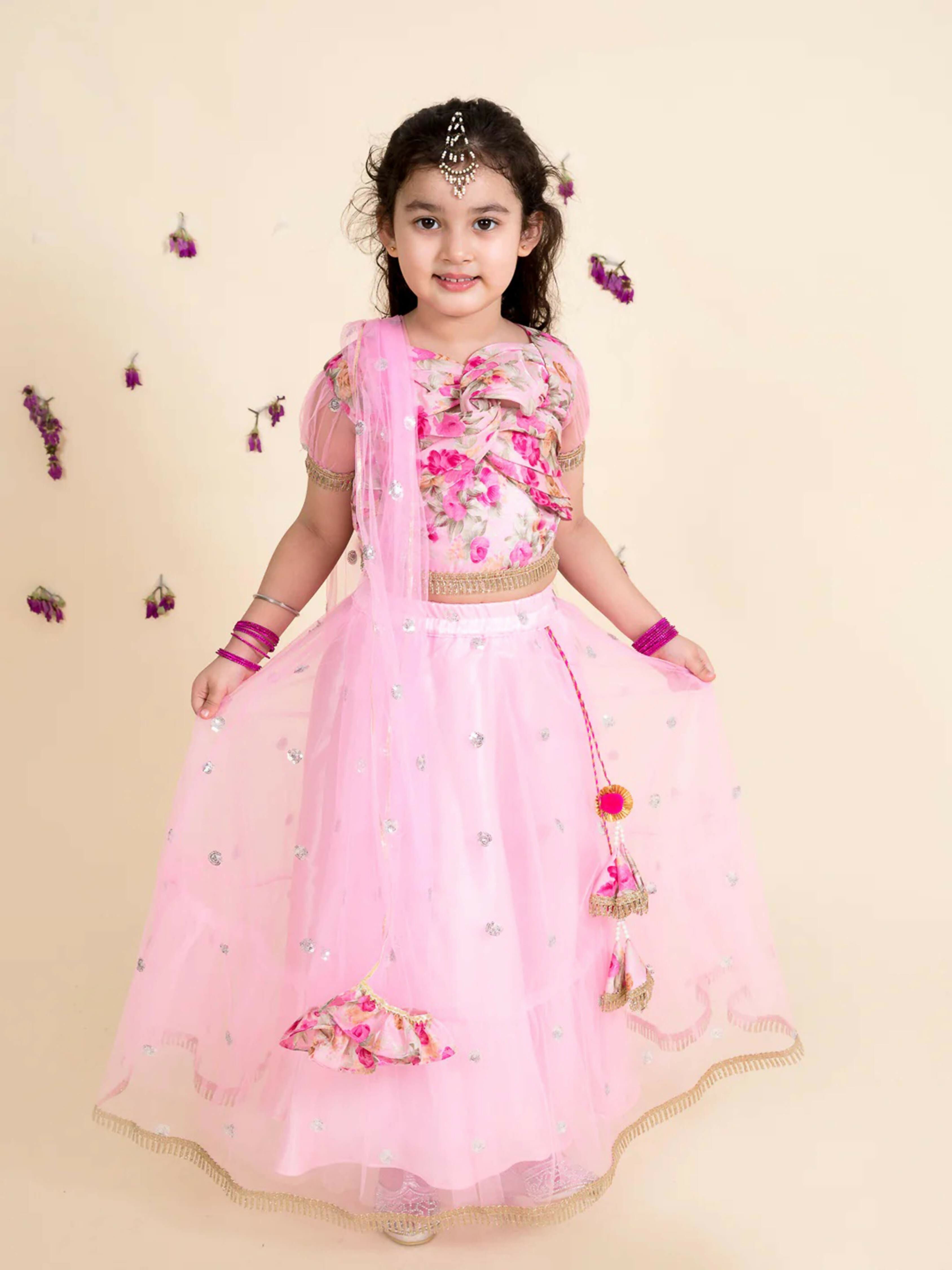 Joban Fashion Girl's Baby Pink Color Lehenga Choli