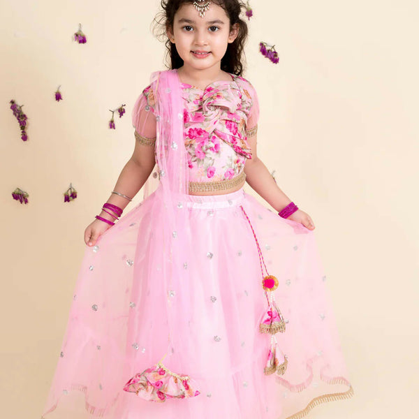 Joban Fashion Girl's Baby Pink Color Lehenga Choli
