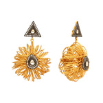 Thumbnail for Nuyug 18K Gold-Plated Stones & American Diamond Studded Contemporary Wire Drop Earrings