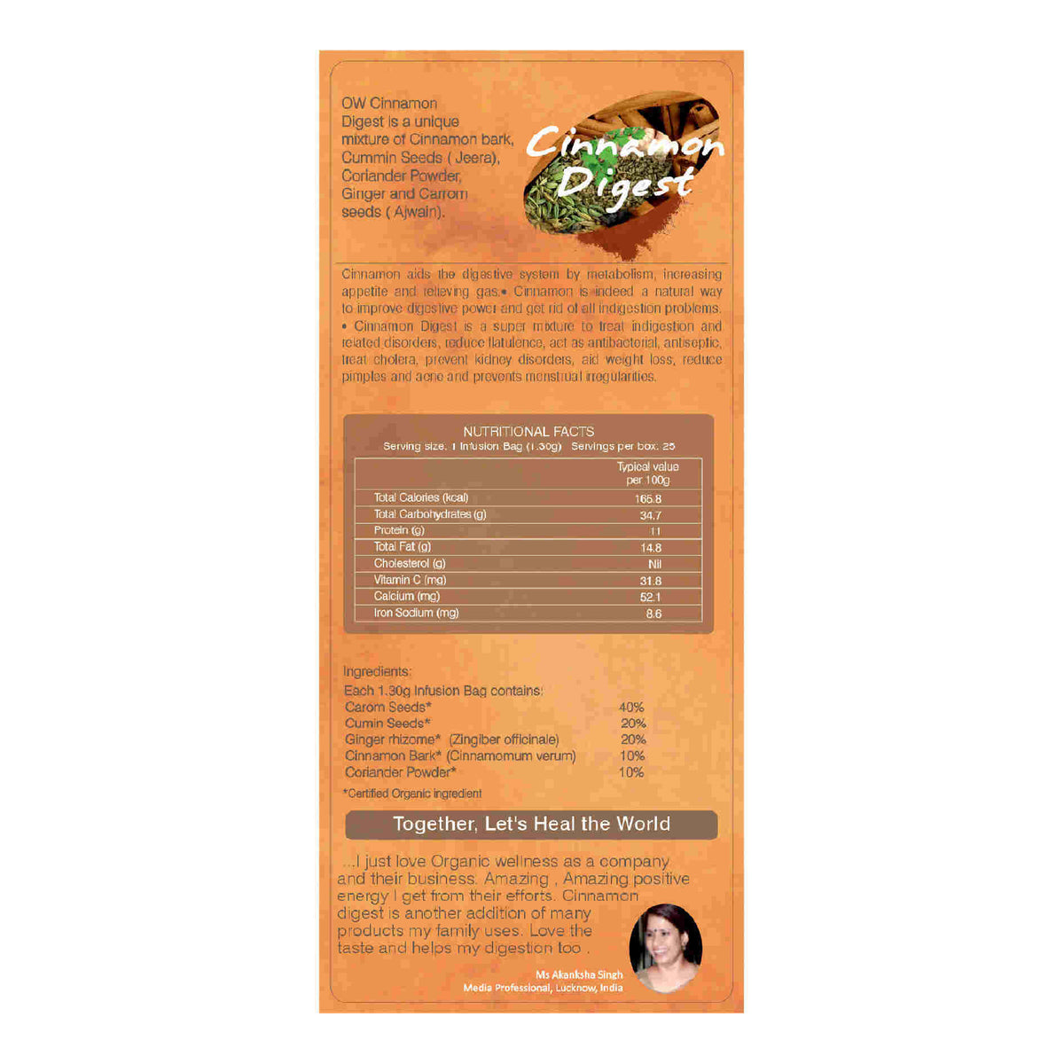 Organic Wellness Ow'Real Cinnamon Digest Teabags - Distacart