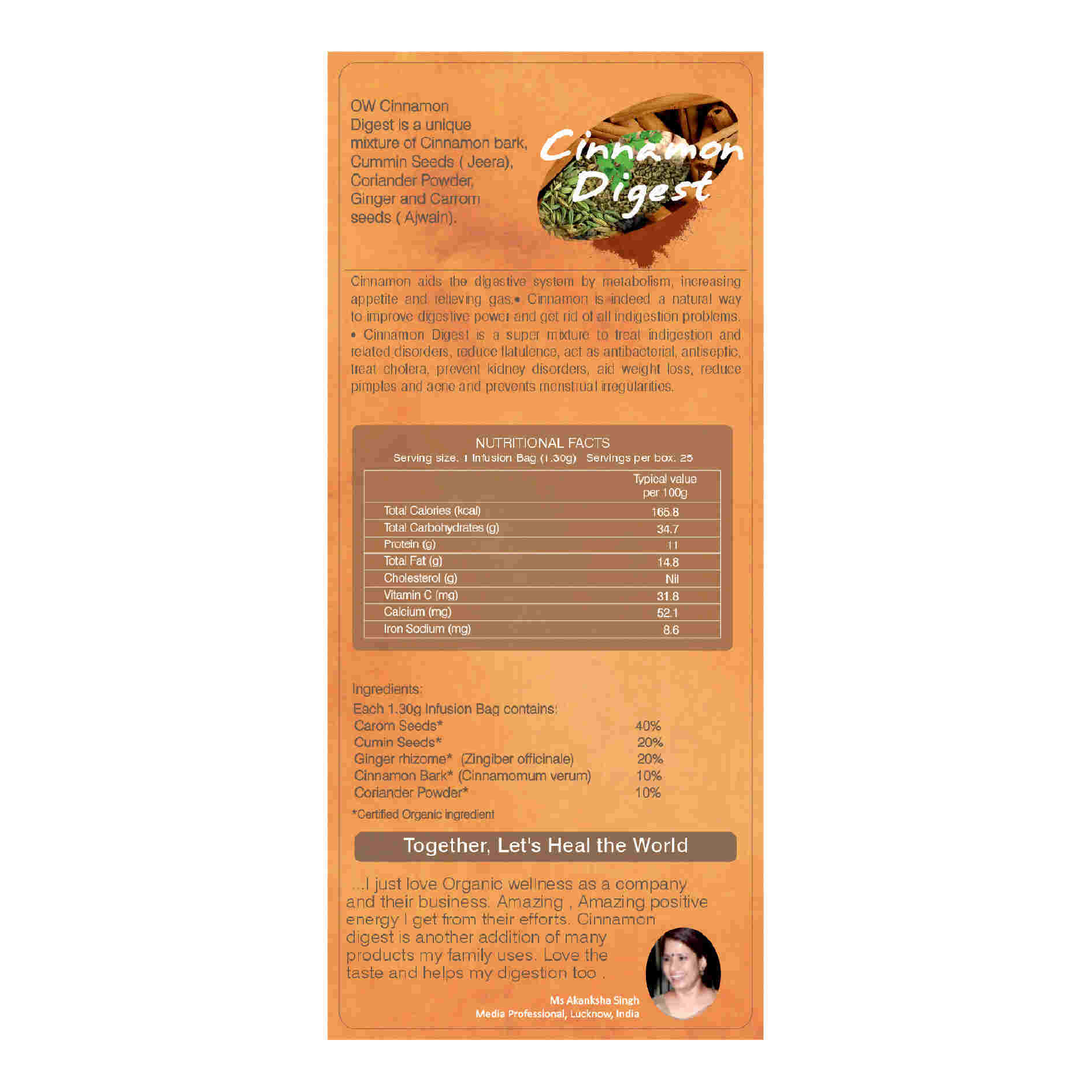 Organic Wellness Ow'Real Cinnamon Digest Teabags - Distacart