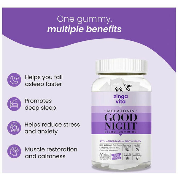Zingavita Melatonin 5mg Good Night Sleep Gummies - Distacart