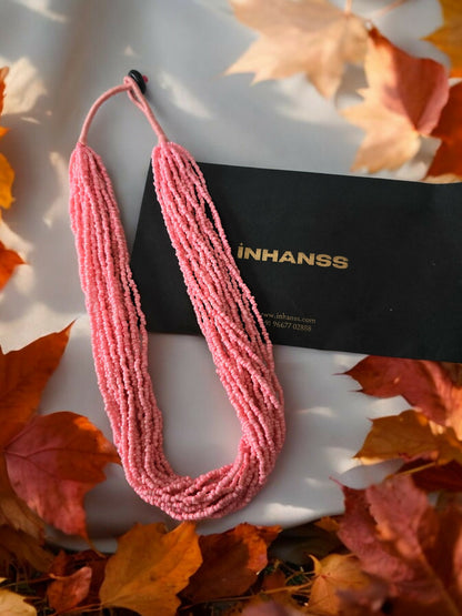 Inhanns Handmade Beaded Multilayer Necklace, 20 Layers - Light Pink - Distacart