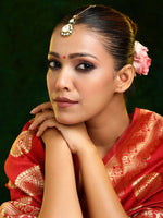 Thumbnail for Ruby Raang Gold Polished White Kundan Maang Tikka
