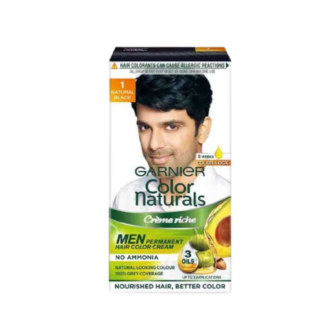 Garnier Color Naturals Creme Riche Men Hair Color - Shade 1 Natural Black - Distacart