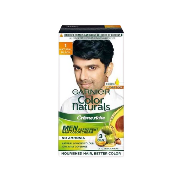 Garnier Color Naturals Creme Riche Men Hair Color - Shade 1 Natural Black - Distacart