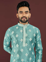 Thumbnail for Anaita Blue Embroidered Silk Straight Kurta - Distacart