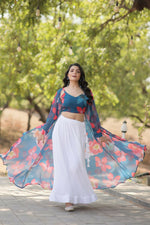 Thumbnail for Vastranavya Latest Fancy Party Wear Lehenga Choli With Shrug - Blue - Distacart