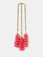 Thumbnail for Ruby Raang Gold Gota Pati Work And Pink Rosses With Black Thread & Golden Stones - Distacart