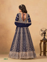 Thumbnail for Anaita Navy Blue Faux Georgette Stitched Anarkali Suit with Heavy Embroidery Work - Distacart