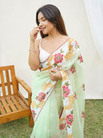 Thumbnail for Anouk Floral Embroidered Organza Saree - Distacart