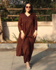 EGF Brown Rayon Solid A-Line Kurta With Palazzo - Dista