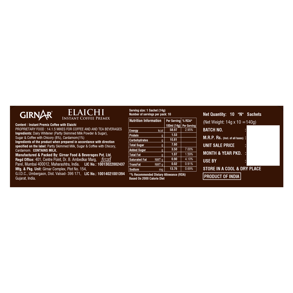 Girnar Instant Premix Coffee With Elaichi - Distacart