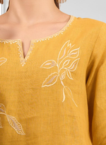 Thumbnail for Joban Fashion Mustard Linen Embroidered Readymade Cord Set - Distacart
