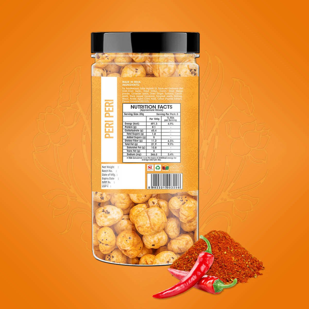 Yum Yum Peri Peri Makhana Jar - Dista