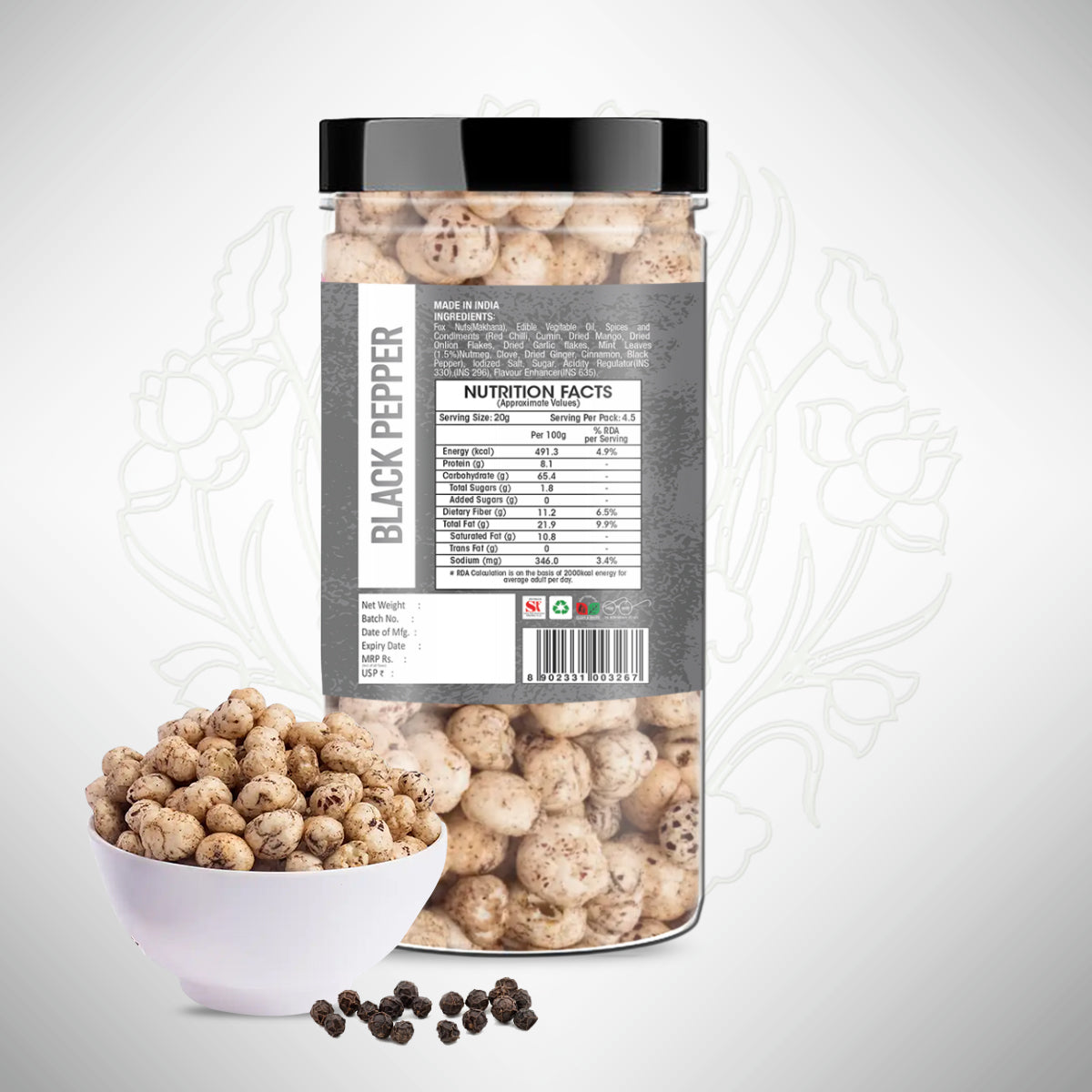 Yum Yum Black Pepper Makhana Jar - Dista