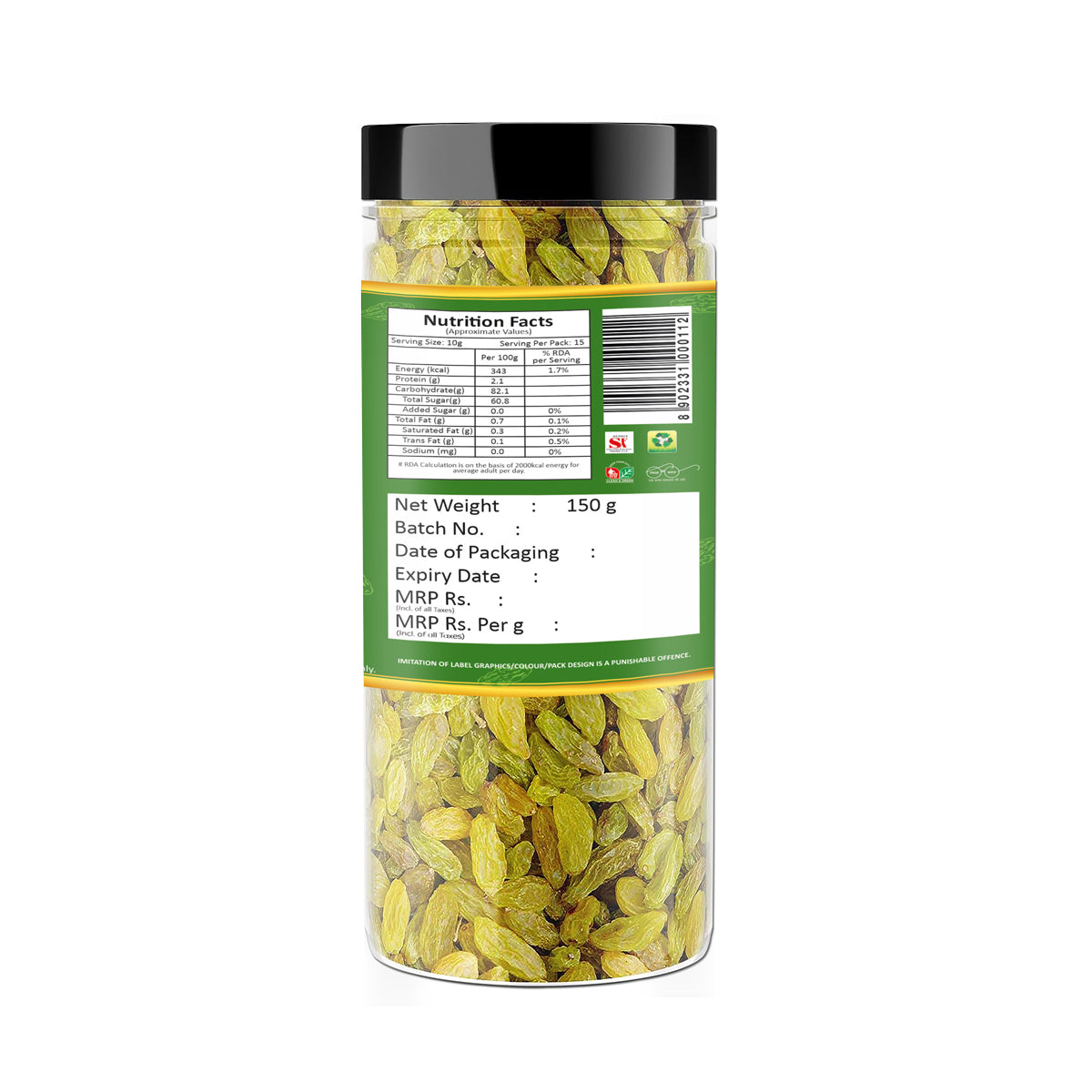 Yum Yum Green Raisins Jar - Dista