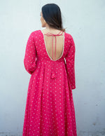 Thumbnail for trueBrowns Pink Bandhani Printed Silk Anarkali Kurta Pant Dupatta Set - Distacart