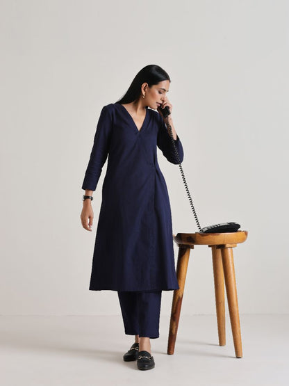 trueBrowns Blue Angrakha Kurta Set - Distacart