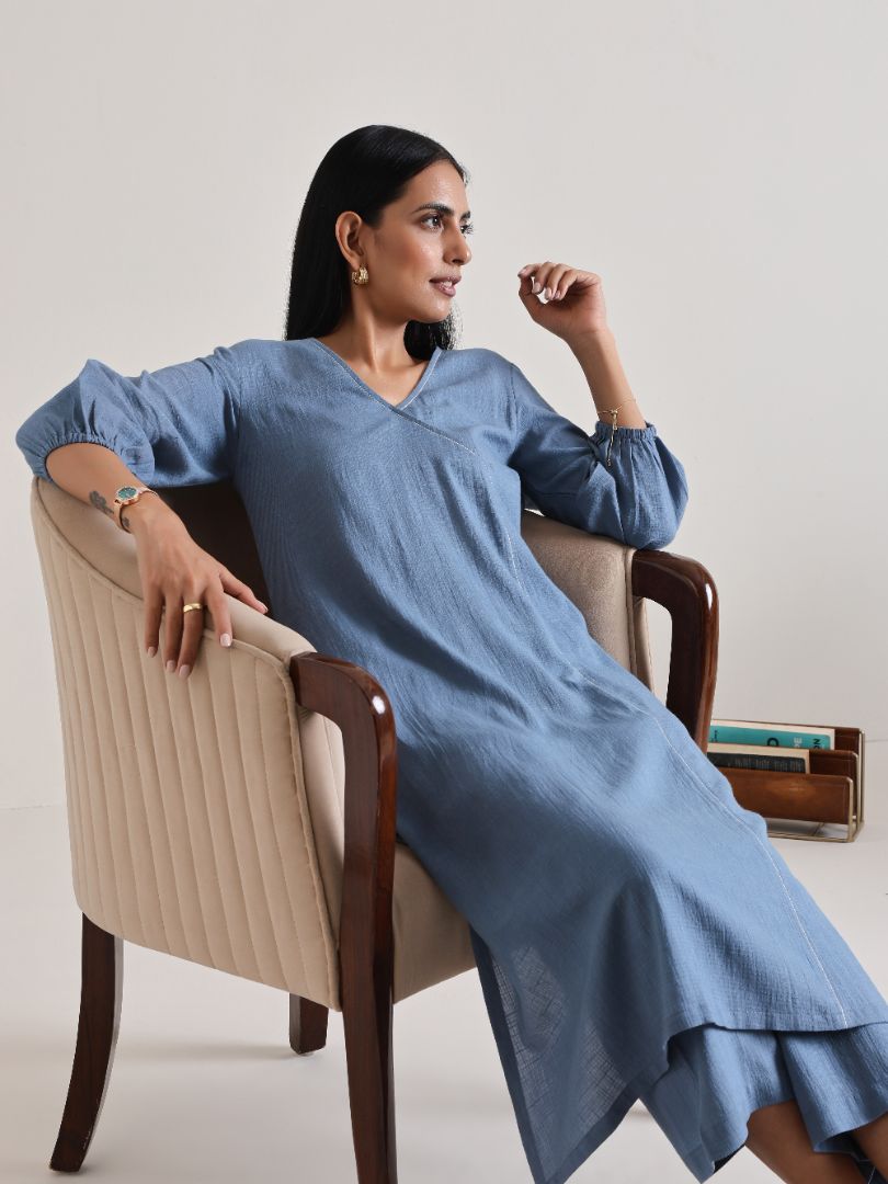 trueBrowns Light Blue Kurta Pant Set - Distacart