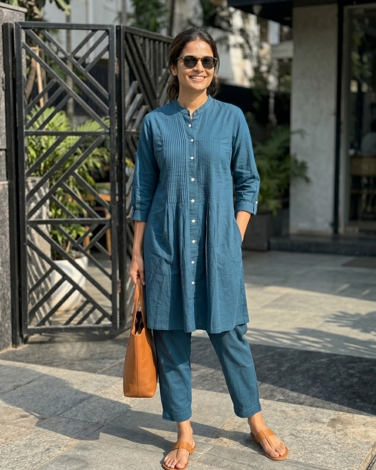 Gharana India Aira Indigo Ease Navy Blue Coord Set - Dista