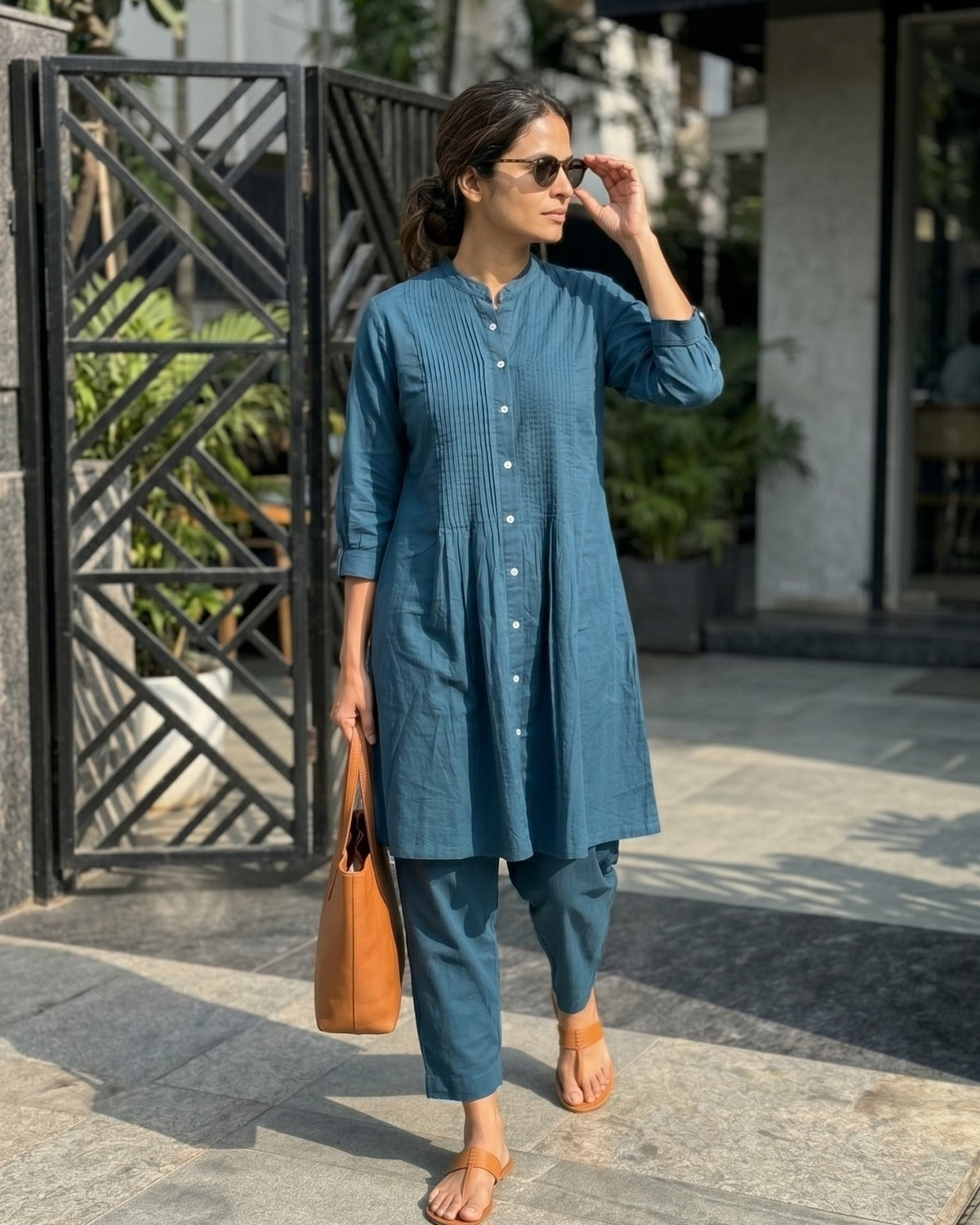 Gharana India Aira Indigo Ease Navy Blue Coord Set - Dista