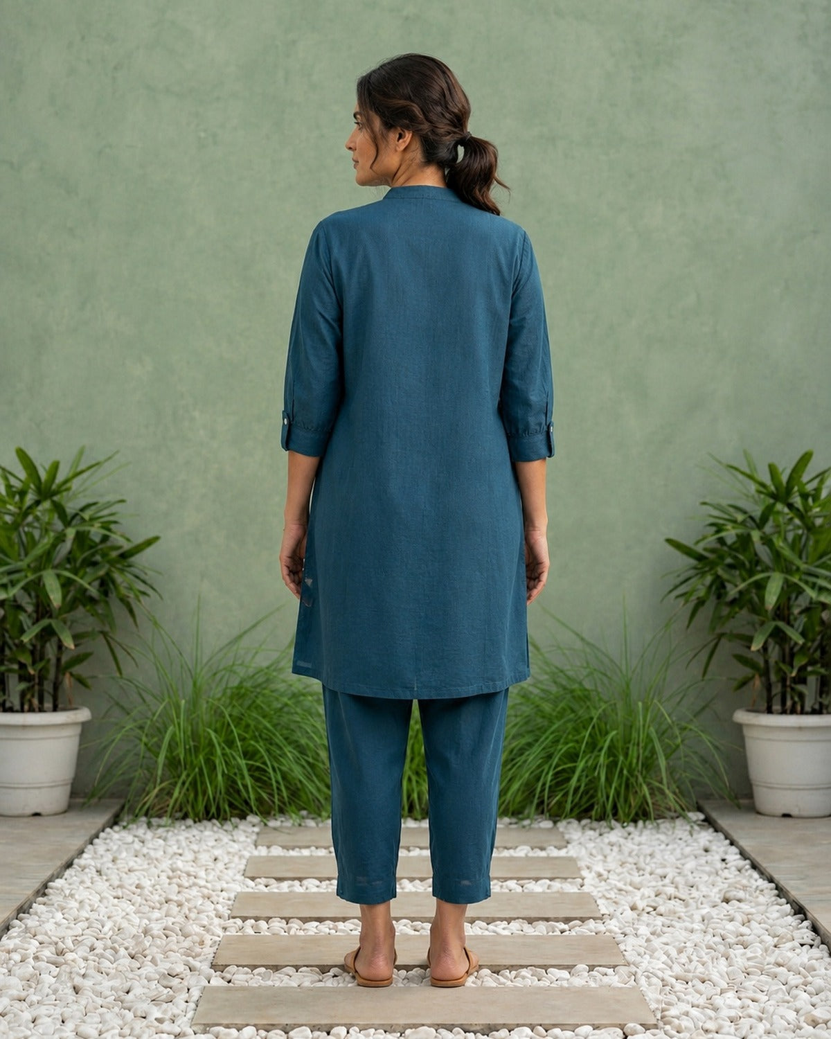 Gharana India Aira Indigo Ease Navy Blue Coord Set - Dista