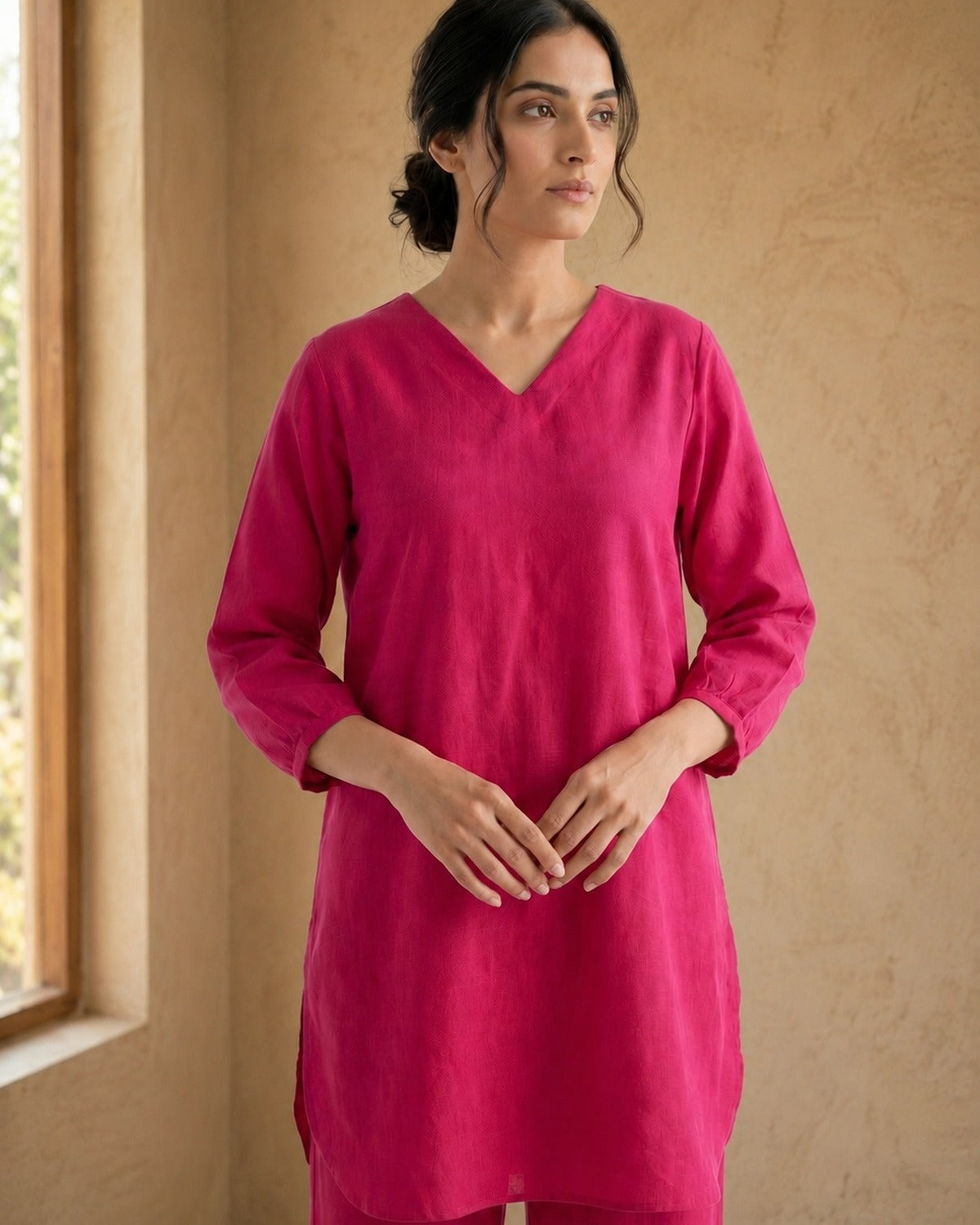 Gharana India Aira Berry Pop Pink Coord Set - Dista