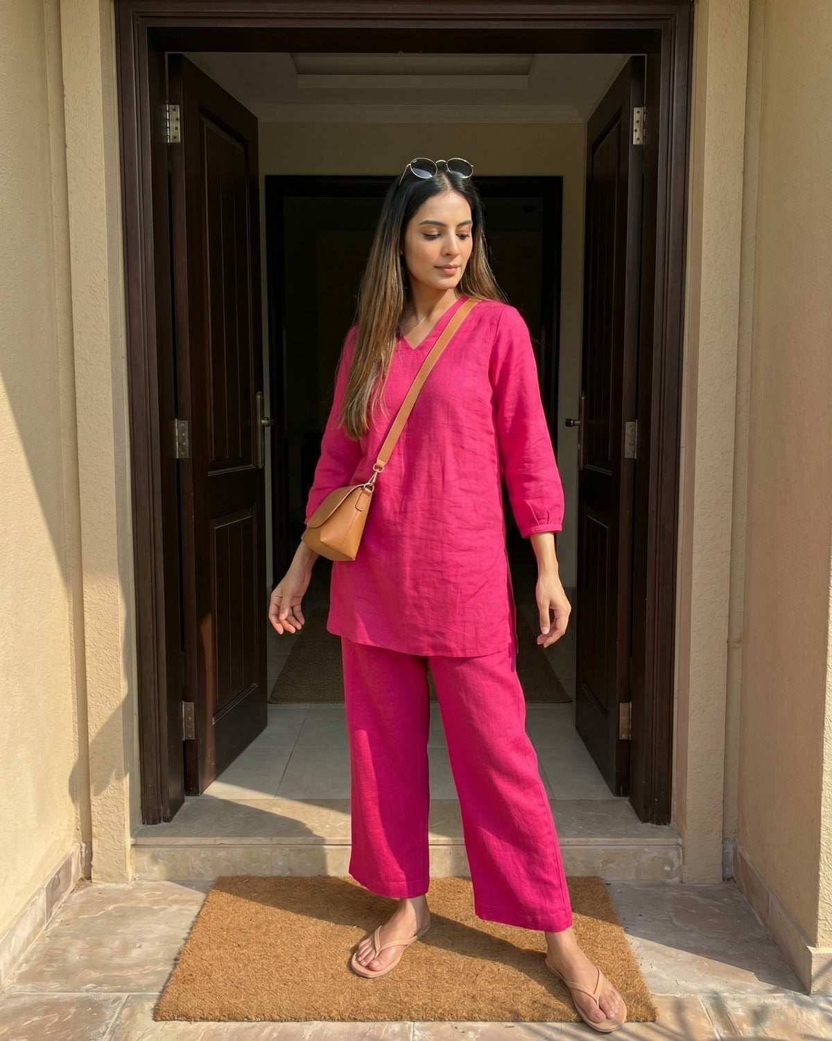 Gharana India Aira Berry Pop Pink Coord Set - Dista