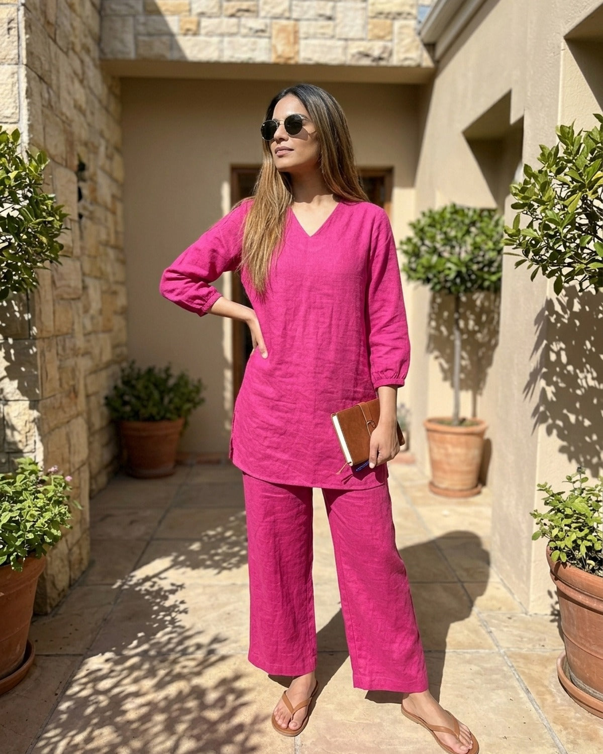 Gharana India Aira Berry Pop Pink Coord Set - Dista