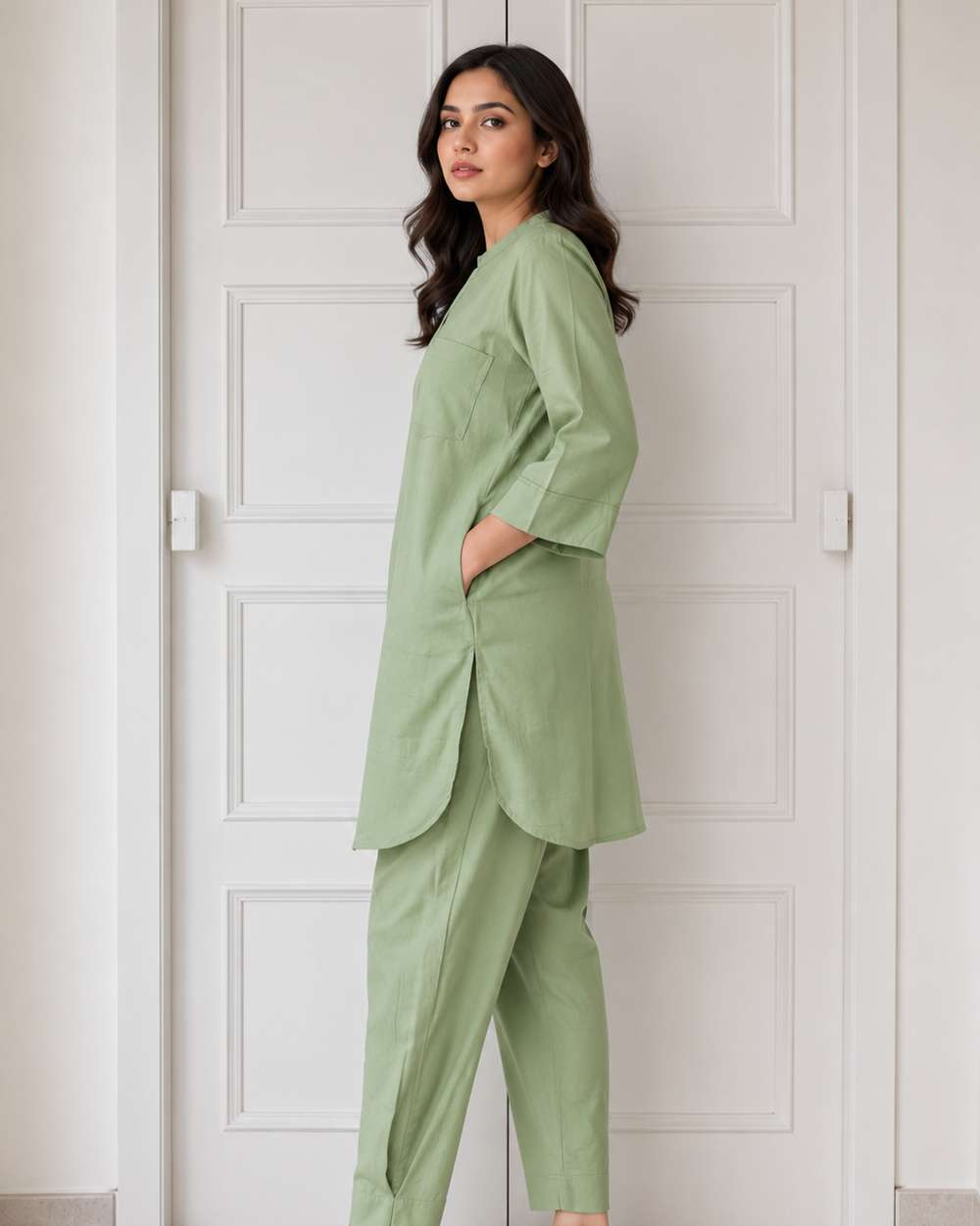 Gharana India Aira Sage Green Coord Set - Dista