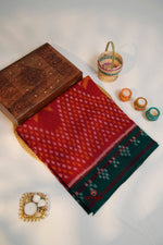 Thumbnail for khanduapata Red & Green Design Cotton Saree For Women