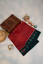 Thumbnail for khanduapata Red & Green Design Cotton Saree For Women