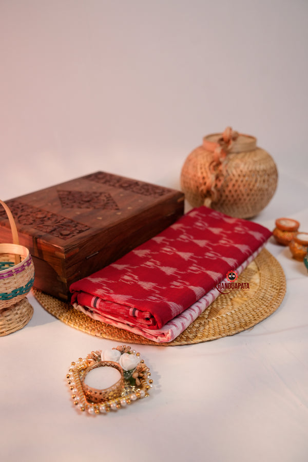 khanduapata Red & White Design Cotton Saree For Women