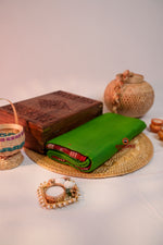 Thumbnail for khanduapata Green & Maroon Colour Dot Design Cotton Saree For Women