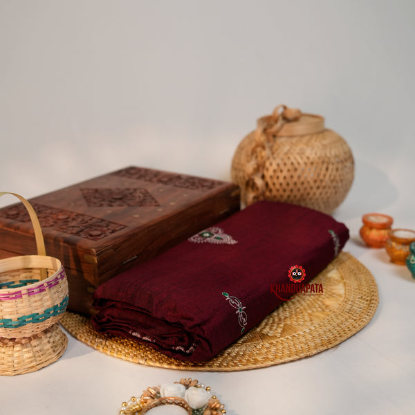 khanduapata Maroon & Green Colour Design Cotton Saree For Women - Distacart