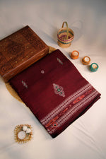 Thumbnail for khanduapata Maroon & Green Colour Design Cotton Saree For Women
