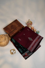 Thumbnail for khanduapata Maroon & Green Colour Design Cotton Saree For Women
