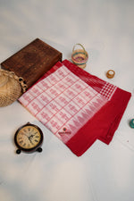 Thumbnail for khanduapata Red & White Colour Pasapali Border Cotton Saree For Women - Distacart