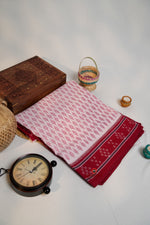 Thumbnail for khanduapata Red & White Design Cotton Saree For Women