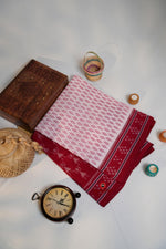 Thumbnail for khanduapata Red & White Design Cotton Saree For Women