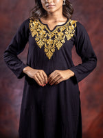 Thumbnail for Gharana India Ishq Rayon Black Chikankari Kurta - Dista
