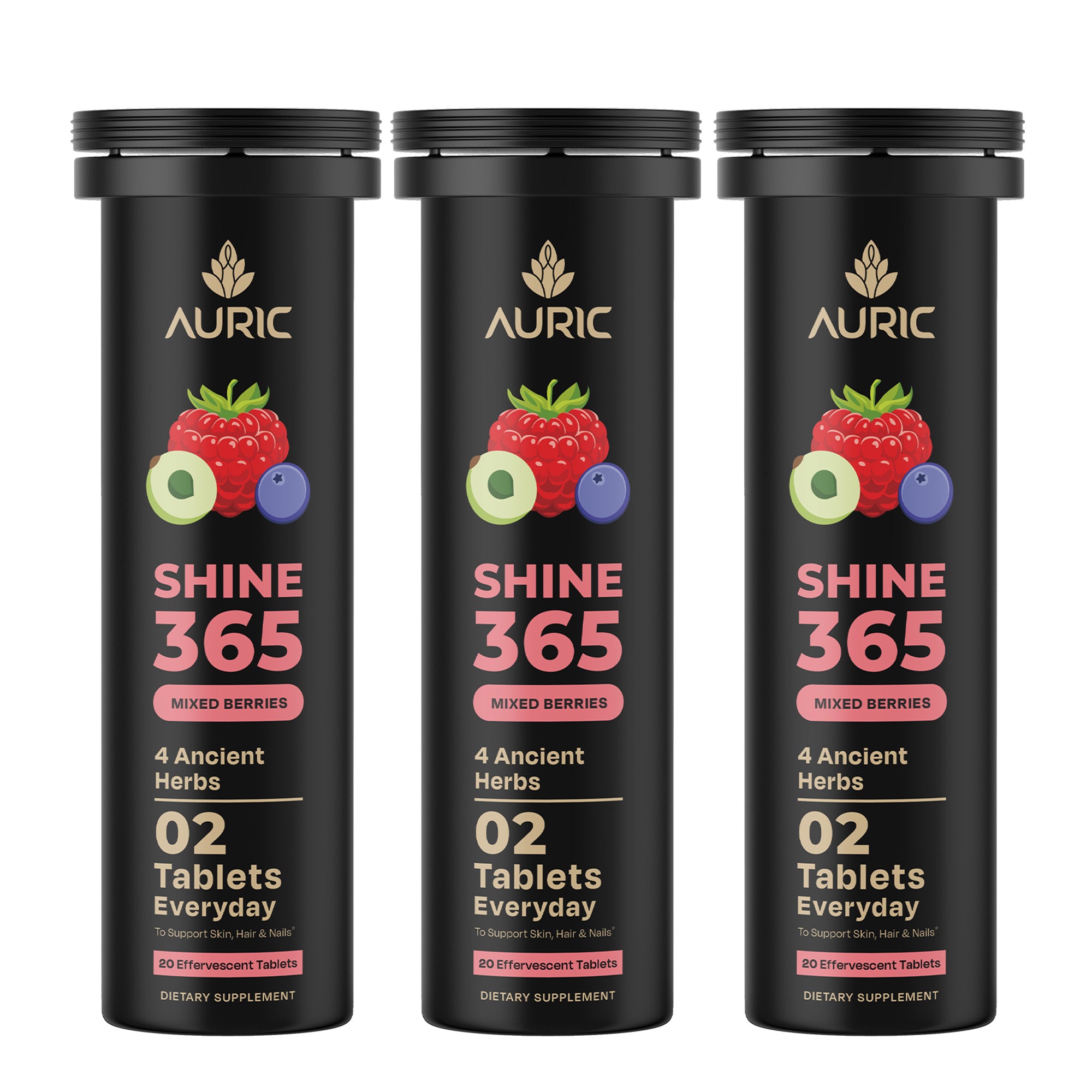 Auric Shine 365 Effervescent Tablets | Mixed Berries Flavour - Dista