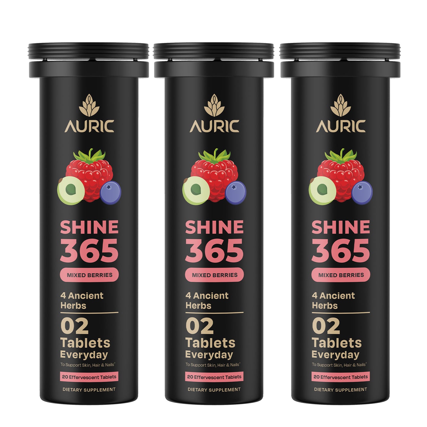 Auric Shine 365 Effervescent Tablets | Mixed Berries Flavour - Dista